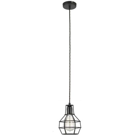 Italux Constantin - Lampada a sospensione industriale e retrò nera 1 luce, E27