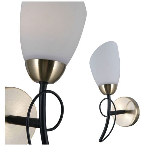 Italux Cristina - Applique Stilizzata Nero, Bronzo Antico 1 Luce con Paralume Bianco, E27