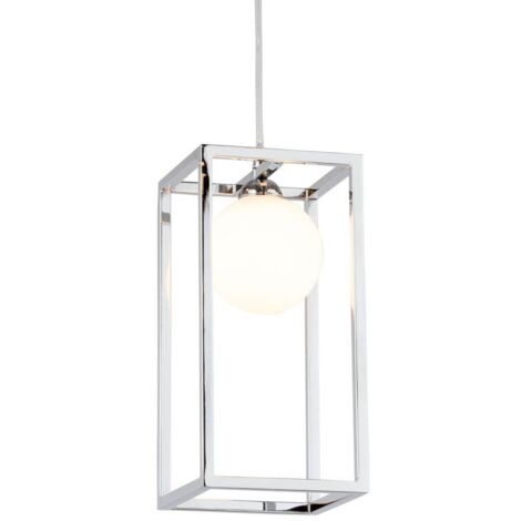 Italux Daisy - Lampada a sospensione industriale e retrò cromata 1 luce con paralume in vetro, G9