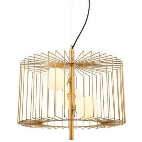 Italux Daren - Lámpara colgante moderna dorada 3 luces con pantalla dorada, blanca, G9