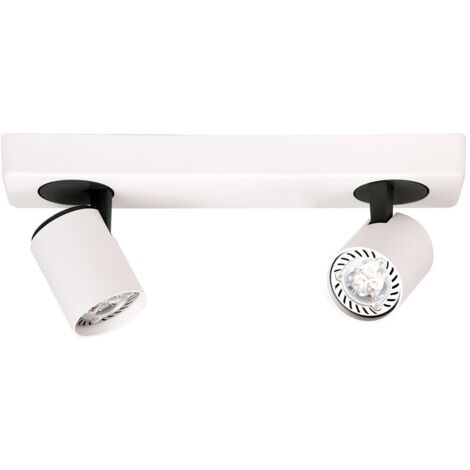 Italux Elvira - Faretti Moderni Bianco, Nero 2 Luci con Alluminio, Paralume Bianco, GU10