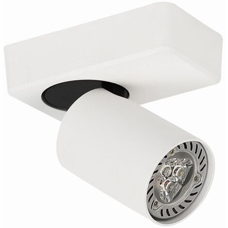 Italux Federica - Focos modernos blanco, negro 1 luz con aluminio, pantalla blanca, GU10