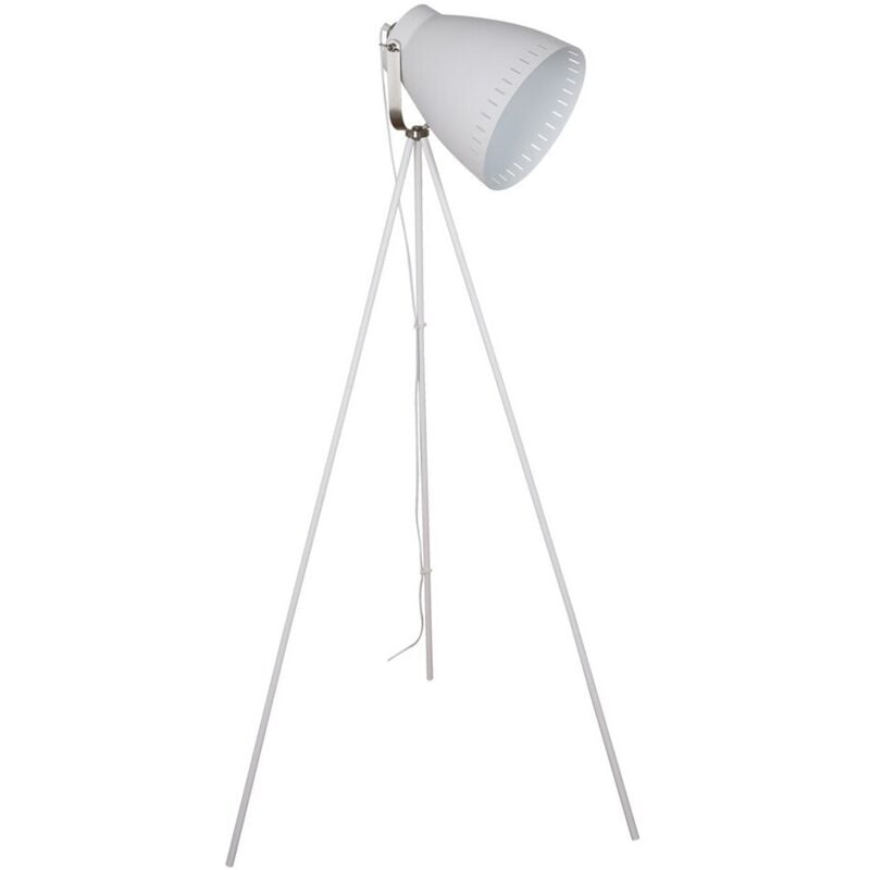 Franklin - Lampada da terra industriale e retrò bianca, nichel satinato 1 luce con paralume bianco, attacco E27 - Italux