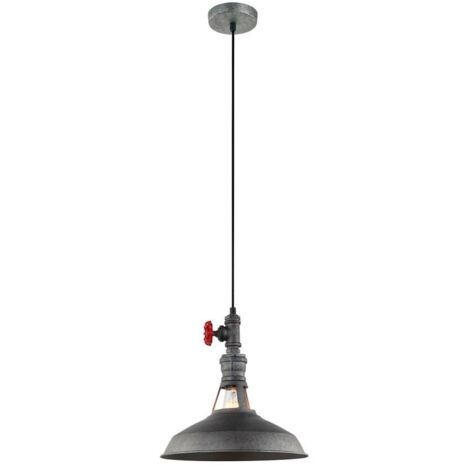 Italux Garibaldo - Lámpara colgante industrial y retro gris 1 luz con pantalla gris negro, E27