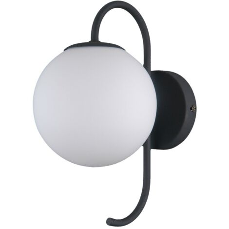 Italux Gela - Industrie- und Retro-Wandleuchte Schwarz 1 Licht mit weißem Schirm, G9