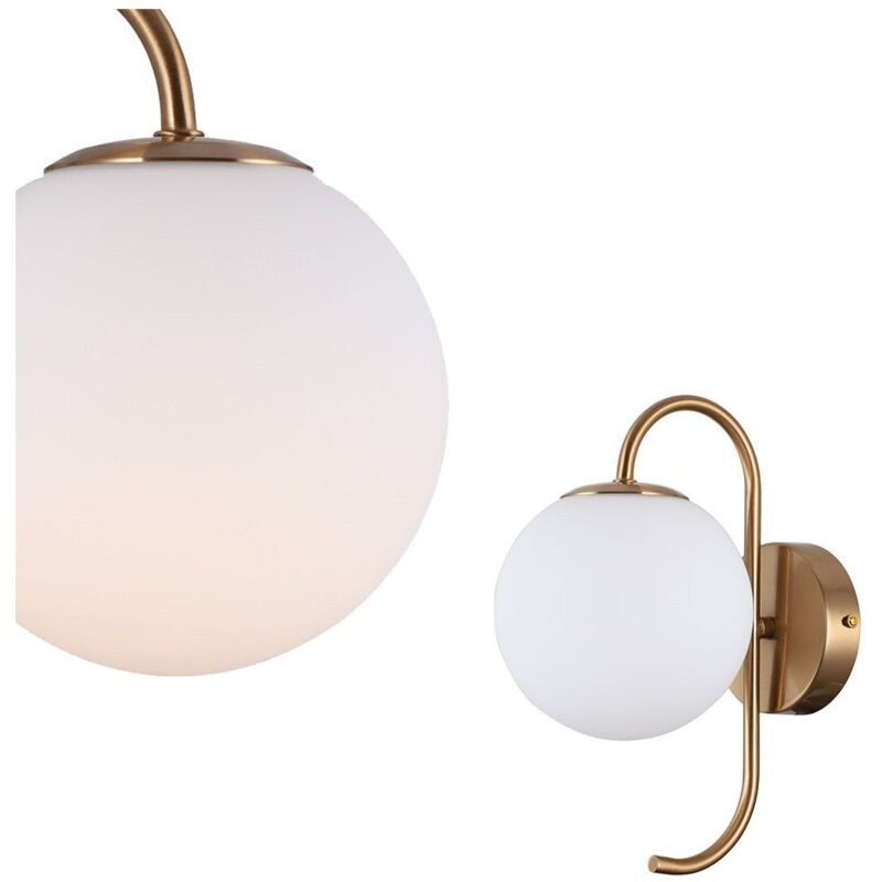 Image of Gela - Lampada da parete industriale e retrò in ottone miele 1 luce con paralume bianco, G9 - Italux