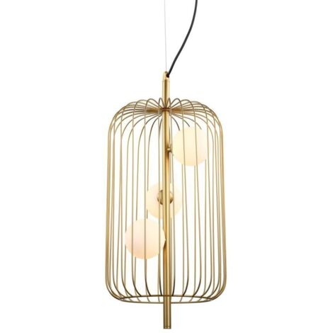 Italux Hayden - Lámpara colgante moderna dorada 3 luces con pantalla dorada, blanca, G9