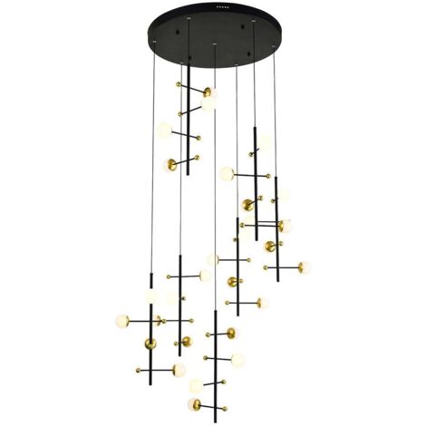 Italux Helmond - Colgante colgante LED moderno Negro, dorado, blanco cálido 3000K 4538lm