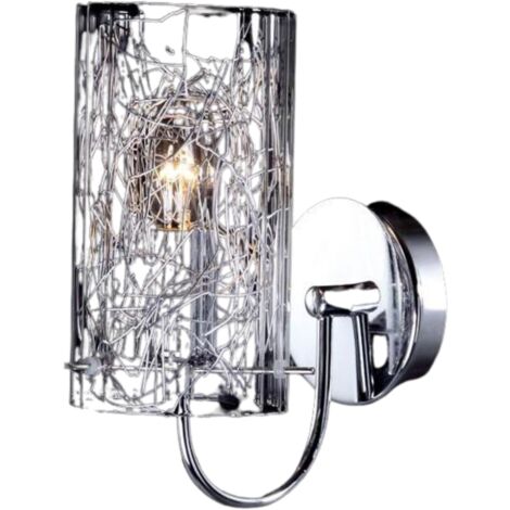 Italux Ibiza - Applique Moderna Cromo 1 Luce con Paralume in Vetro, attacco E14