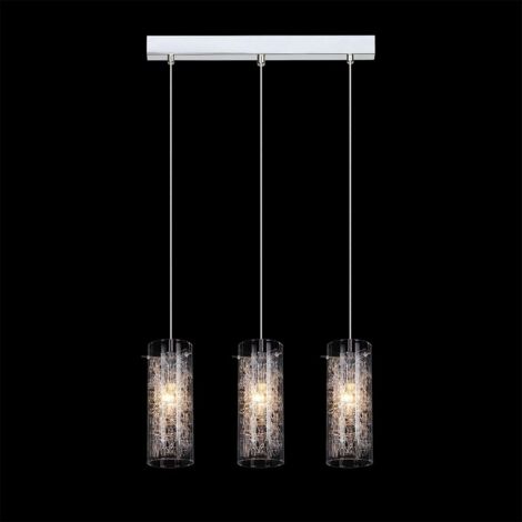 Italux Ibiza - Suspension moderne à 3 lampes en chrome avec abat-jour en verre, E14