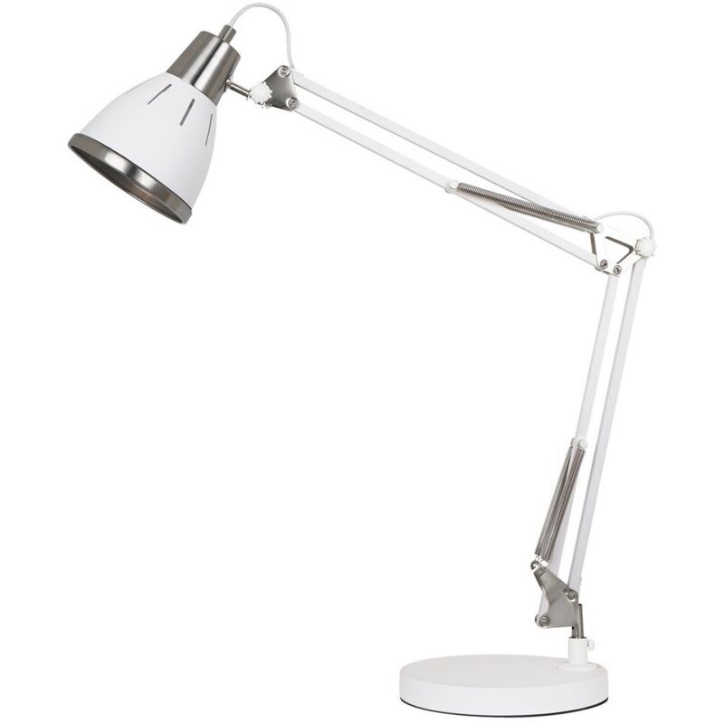 

Lámpara de escritorio industrial y retro Jesso Sablé blanco, níquel satinado