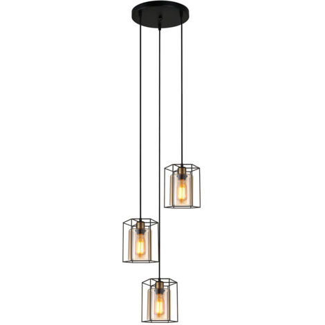 Italux Kalula Lámpara de techo colgante de 3 luces industrial, estilo retro, E27