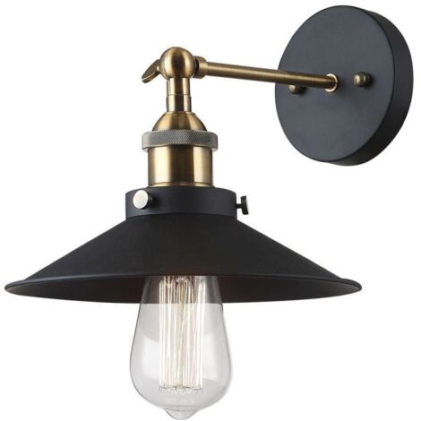 Italux Kermio - Applique Industrielle Et Rétro Noir 1 Lumière avec Abat-Jour En Alliage Métallique, E27