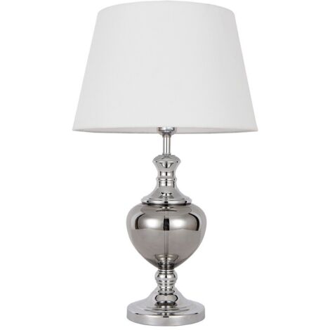 Italux Korrez - Lampe de Table Classique Chrome 1 Lumière avec Abat-Jour Blanc, E27