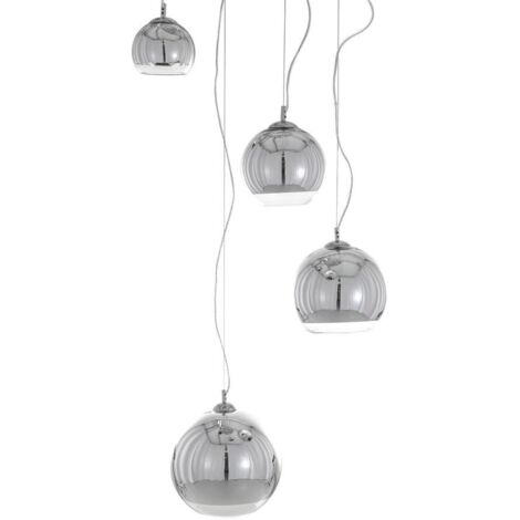 Italux Laurent - Moderne hängende Pendelleuchte Chrom 4 Licht mit Glasschirm, E27