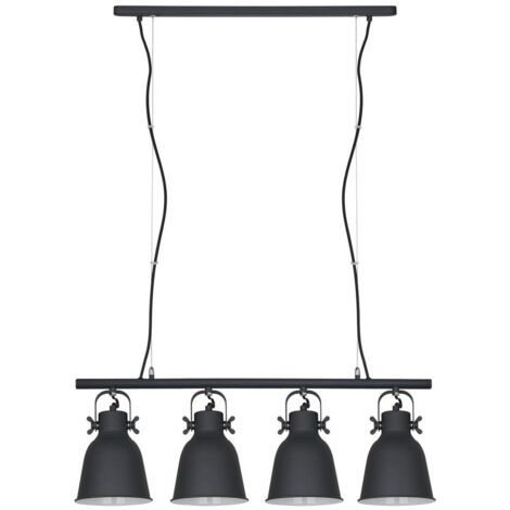 Italux Lavare - Suspension scandinave blanche, noire à 4 lumières avec abat-jour noir, blanc, E27