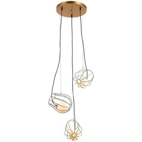Italux Lemon balm - Lámpara colgante moderna dorada 3 luces con pantalla dorada, blanca, G9