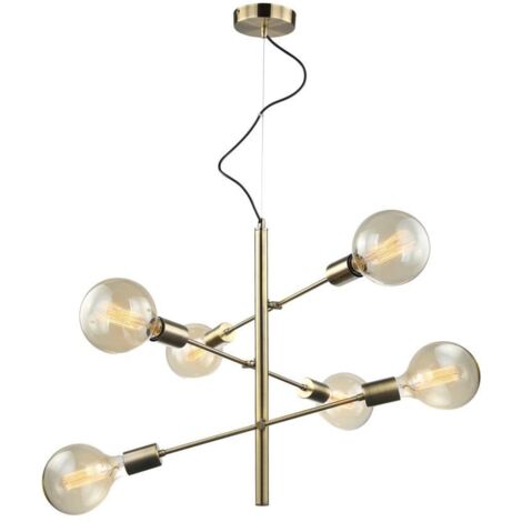 Italux Madalyn - Lámpara colgante moderna de bronce antiguo, 6 luces, E27