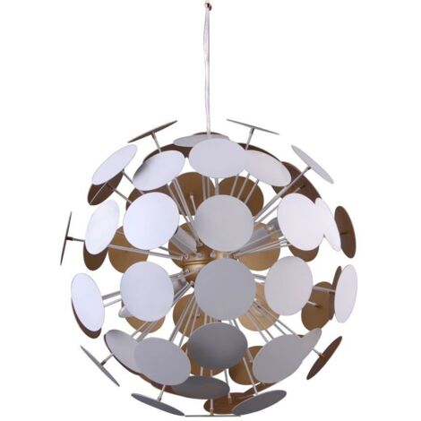 Italux Mailone - Suspension moderne blanche, dorée à 6 lumières, E14