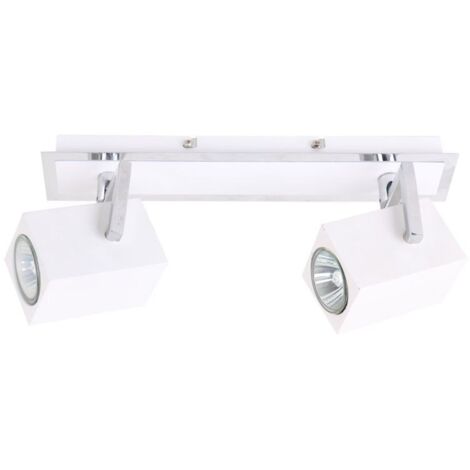 Italux Mateo - Projecteurs Modernes Chrome 2 Lumière avec Abat-Jour Blanc, GU10