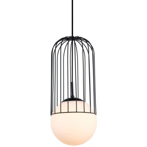 Italux Matty - Modern Hanging Pendant Black 1 Light mit schwarzem, weißem Farbton, E27