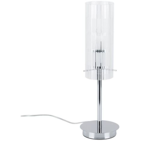 Italux Max - Lampe de table moderne chrome 1 lumière avec abat-jour transparent, E27