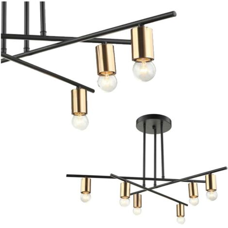 Italux Normani - Industrial und Retro Flush Deckenleuchte Bronze, Schwarz 6 Light, E27
