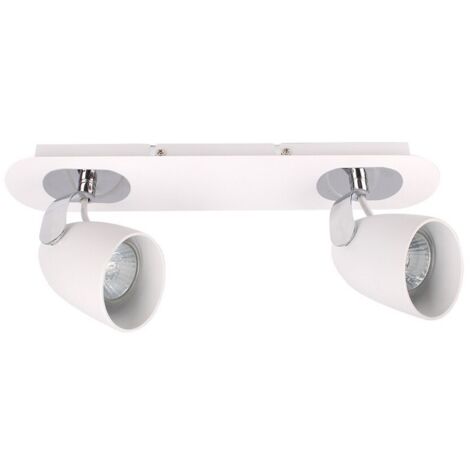 Italux Oxford - Projecteurs Modernes Chrome, Blanc 2 Lumière avec Abat-Jour Blanc, GU10