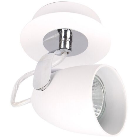 Italux Oxford - Spots Modernes Chrome, Blanc 1 Lumière avec Abat-Jour Blanc, GU10