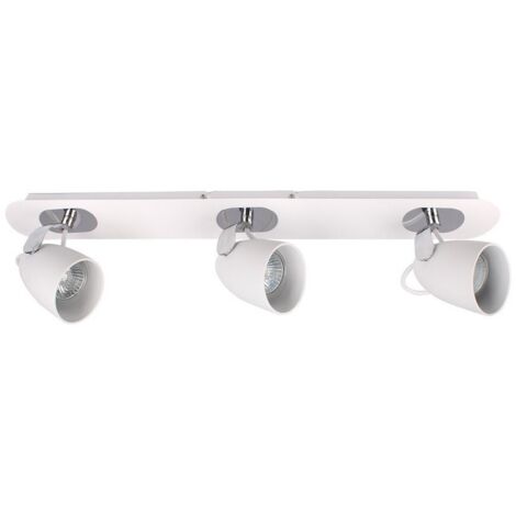 Italux Oxford - Spots Modernes Chrome, Blanc 3 Lumières avec Abat-Jour Blanc, GU10