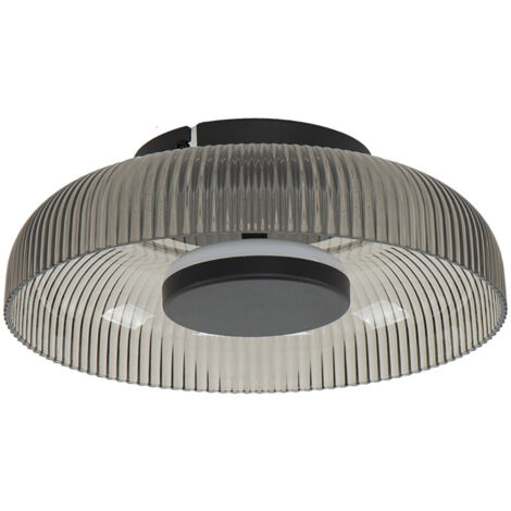 Italux Passo   Plafonnier semi-encastré Bowl, gris et noir, blanc chaud 3000K