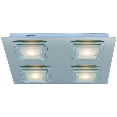 Italux Peppe - Plafonnier affleurant à LED moderne Chrome, blanc chaud 3000K 1800lm