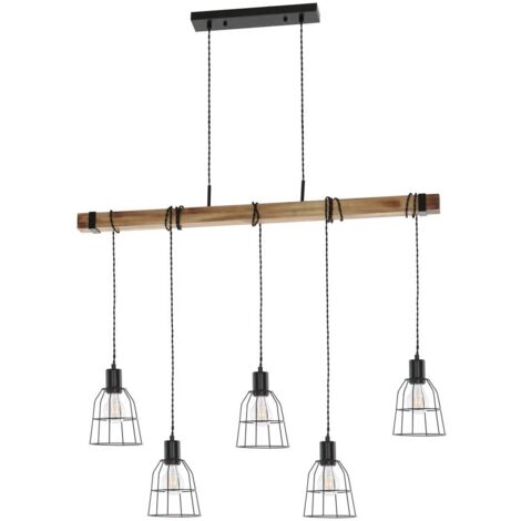 Italux Ponte - Industrie- und Retro-hängender Anhänger Schwarzes 5 Licht, E27