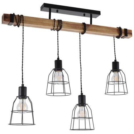 Italux Ponte - Lámpara colgante industrial y retro Negro 4 luces, E27
