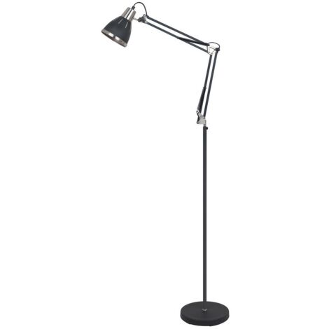 Italux Remiro - Lampadaire Industriel Et Rétro Noir 1 Lumière avec Abat-Jour En Acier, E27