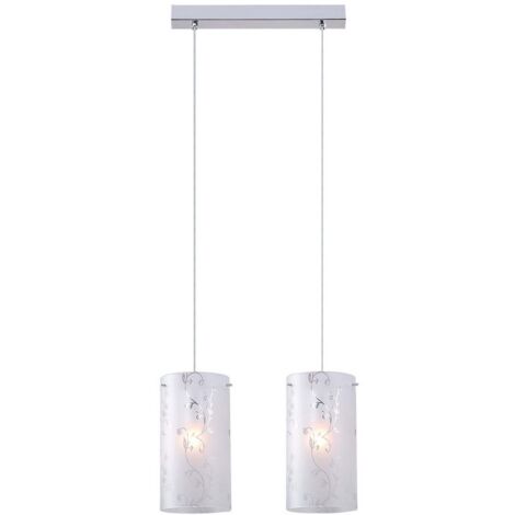 Italux Rico - Luminaire suspendu moderne chrome à 2 lumières avec abat-jour en tissu, E27