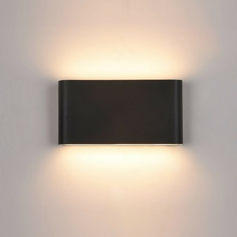 Image of Romano - Applique da esterno moderna a led nera, bianco caldo 3000K 720lm, IP44 - Italux