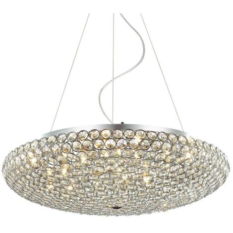 Italux Santo - Lámpara colgante clásica de cromo 12 luces con pantalla de cristal, G9