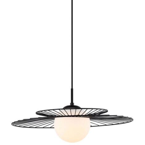 Italux Sarah - Lámpara colgante moderna negra 1 luz con pantalla negra, blanca, E27