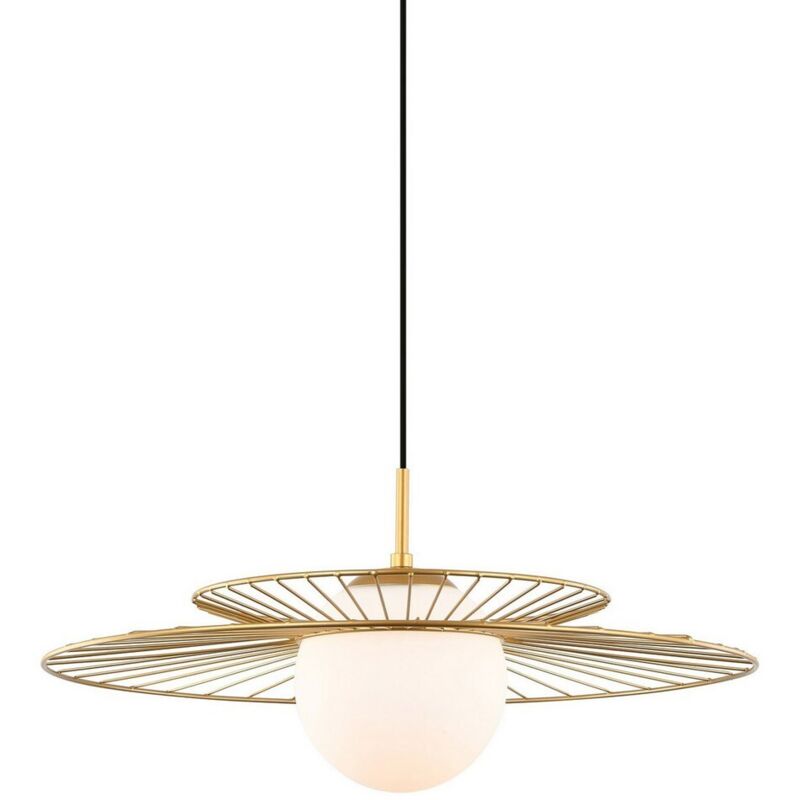 Image of Sarah - Pendente a sospensione moderno dorato 1 luce con oro, paralume bianco, attacco E27 - Italux