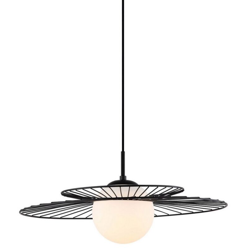 Image of Sarah - Sospensione moderna a sospensione nera 1 luce con paralume nero e bianco, attacco E27 - Italux