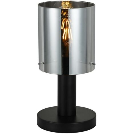 Italux Sardo - Moderne Tischlampe Schwarz 1 Leuchte mit Smoky Shade, E27