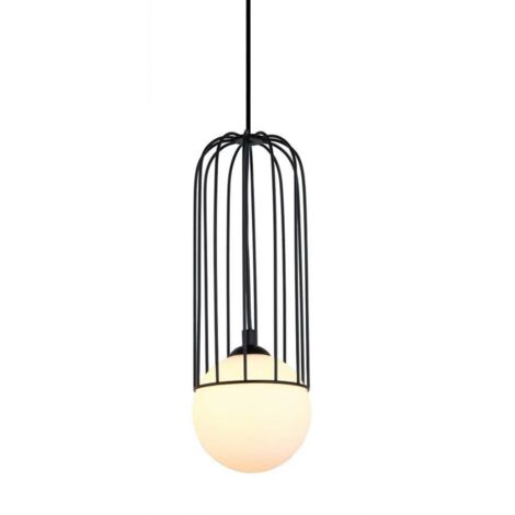 Italux Simon - Lámpara colgante moderna negra 1 luz con pantalla negra, blanca, G9