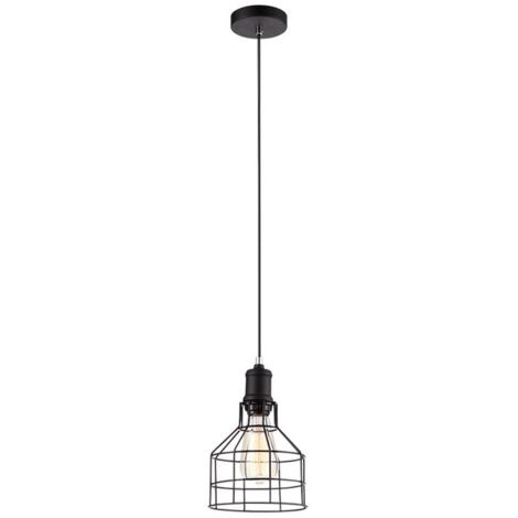 Italux Synthia - Suspension industrielle et rétro noire à 1 lumière avec abat-jour en métal noir, E27