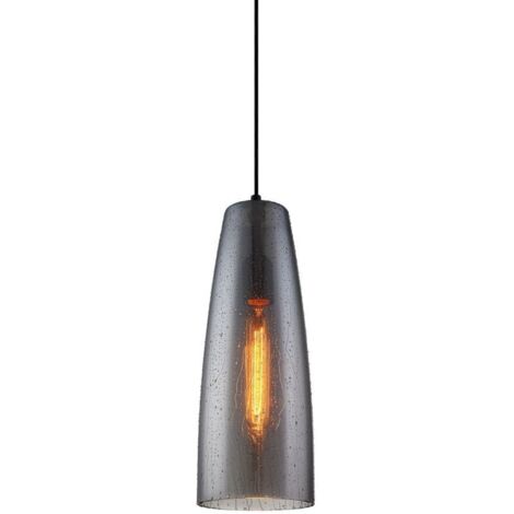 Italux Tabby - Lámpara colgante moderna negra 1 luz con pantalla ahumada, E27