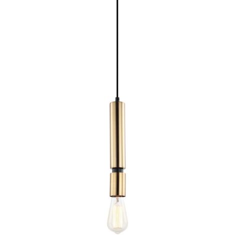Italux Torla - Sospensione moderna a sospensione nera 1 luce con paralume in ottone, dimmerabile E27