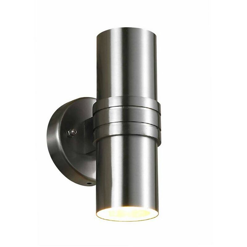 Image of Tubular - Applique da esterno moderna satinata a 2 luci con paralume trasparente, GU10, IP44 - Italux