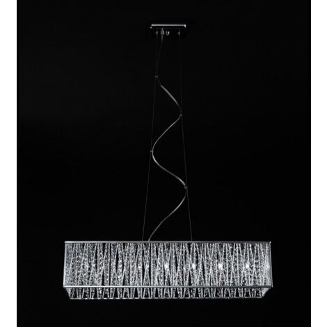 Italux Vanessa - Suspension moderne à 7 lumières en chrome avec aluminium anodisé, abat-jour argenté, G9
