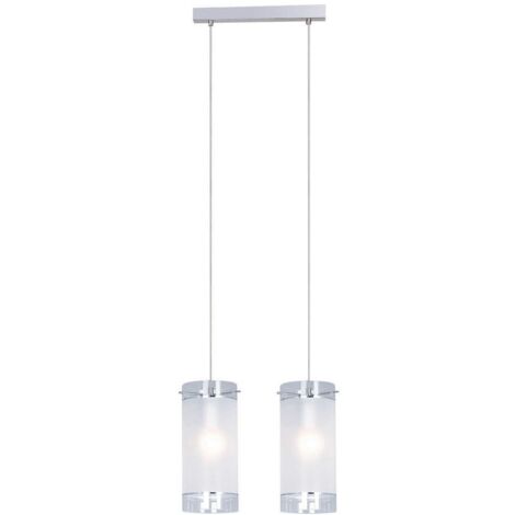 Italux Vigo - Luminaire suspendu moderne chrome à 2 lumières avec abat-jour mat, E27