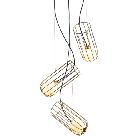 Italux What what - Moderner hängender Anhänger goldenes 3 Licht mit Gold, weißer Schatten, G9